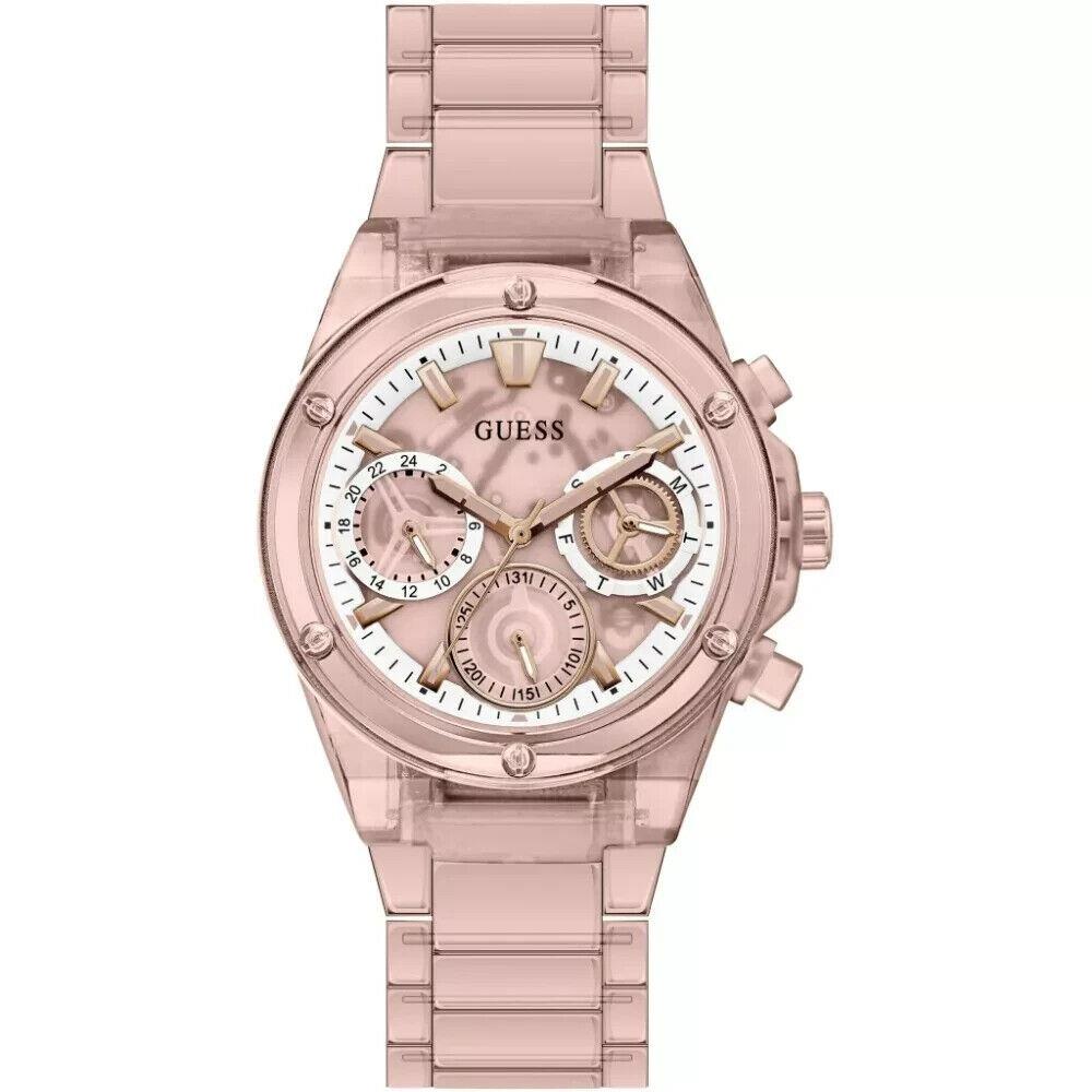 Guess Chronograph Pink Dial Stainless Steel Strap Women Watch GW0650L4