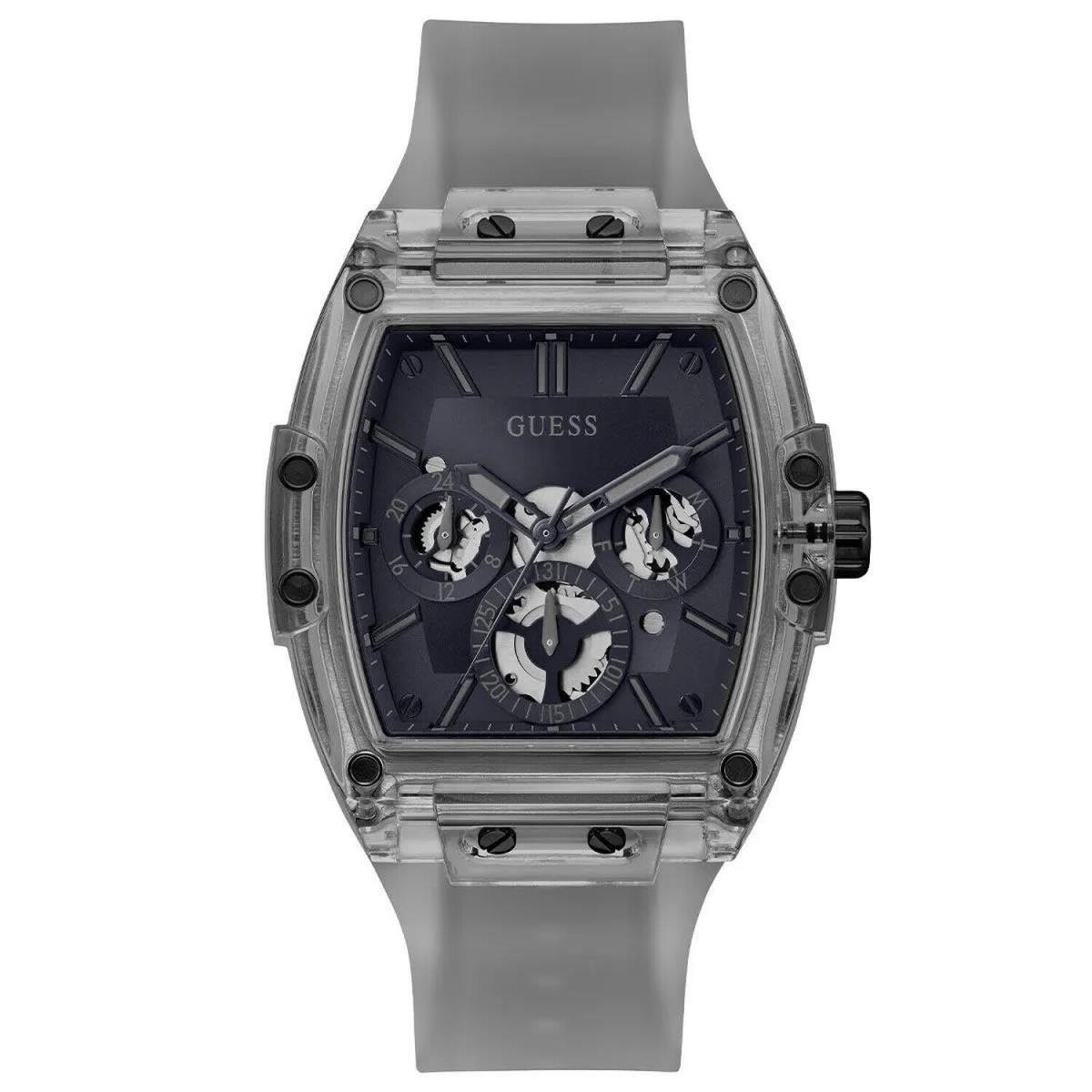 Guess Men`s 43mm Watch - Grey Strap Navy Dial Grey Case GW0203G9