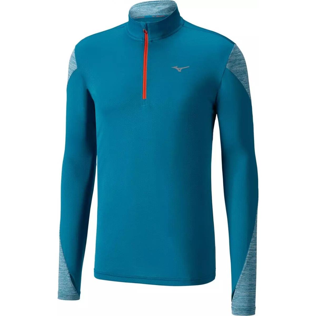 Mizuno Alpha J2GA850312 Sports Shirt Men`s Large Blue Long Sleeve Half Zip