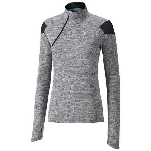 Mizuno Alpha J2GA87150-9 Running T-shirt Women`s Gray Mock Neck Long Sleeve