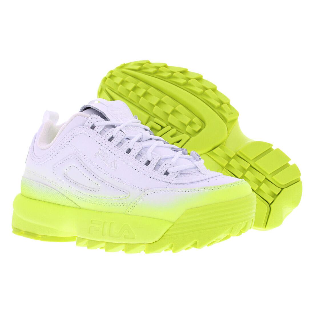 Fila Disruptor II Brights Fade Womens Shoes Size 7.5 Color: White/safety Yellow - White/Safety Yellow, Main: White