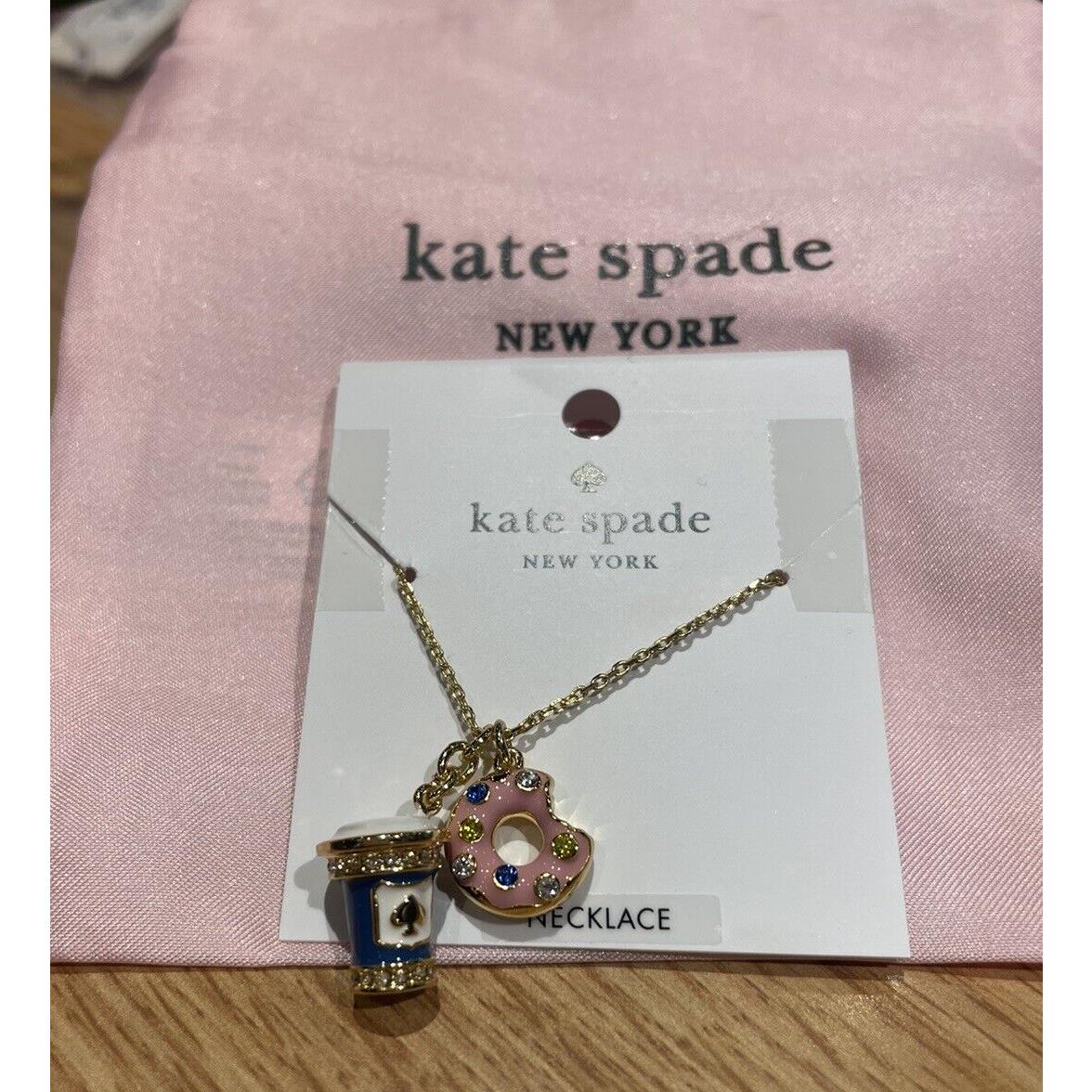 Kate Spade New York Coffee Break Donut Charm Pendant Necklace w/ KS Dust Bag