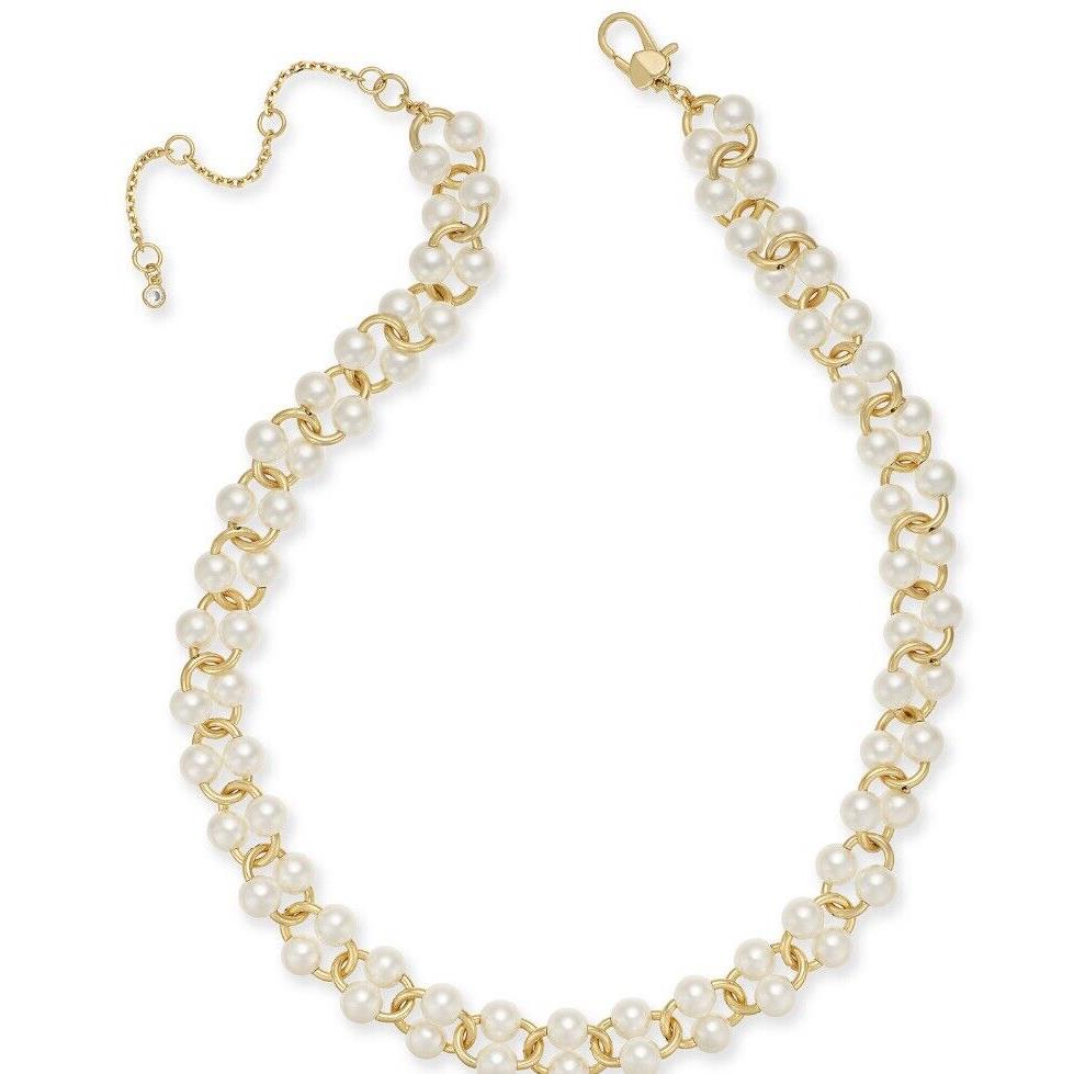 Kate Spade Gold Tone Nouveau Pearl Link Necklace K1E