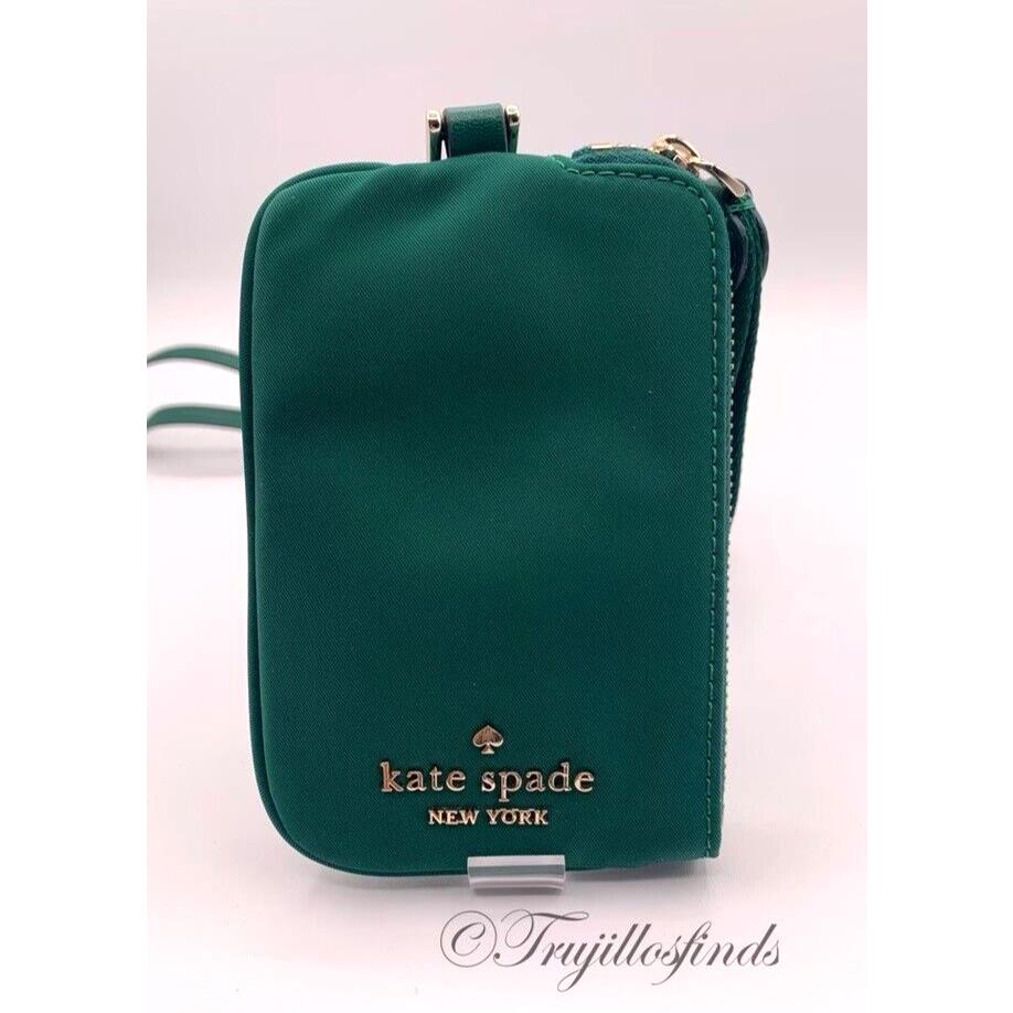 Kate Spade Chelsea Card Case Lanyard Deep Jade Nylon KC630 New