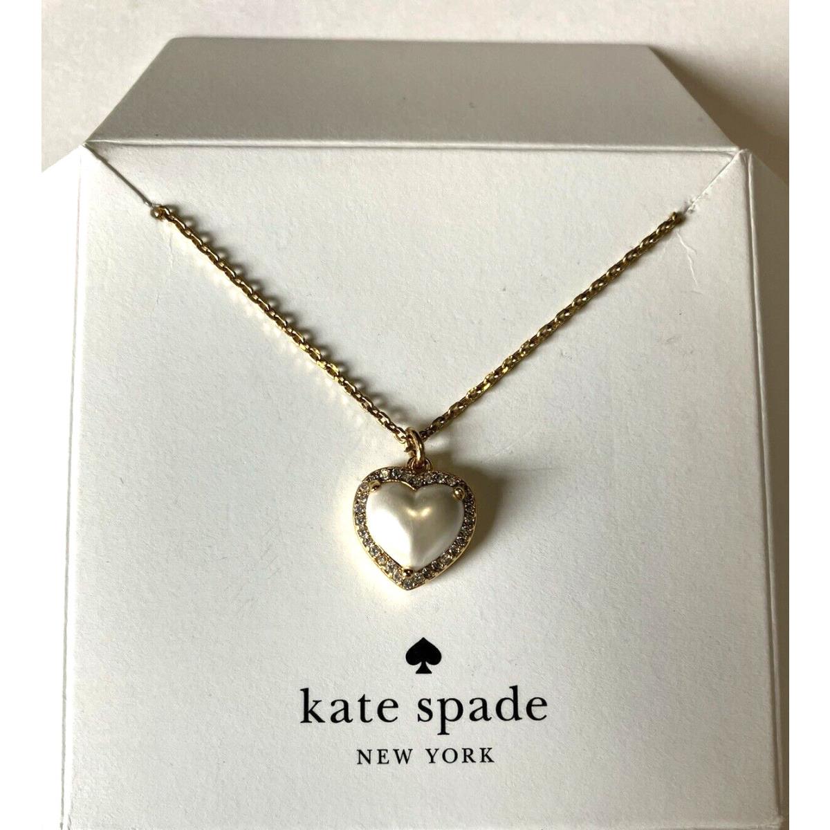 Kate Spade My Love Pave Pendant Pearl Necklace Gold Tone