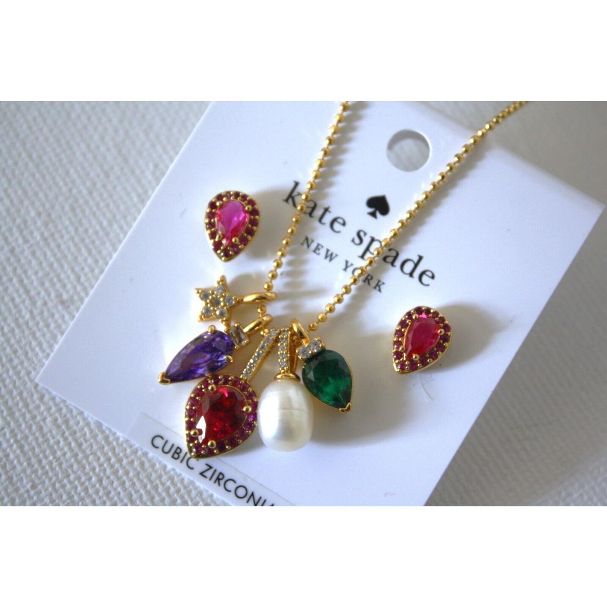 Kate Spade Gold Red Drop Earrings and Colorful Necklaces