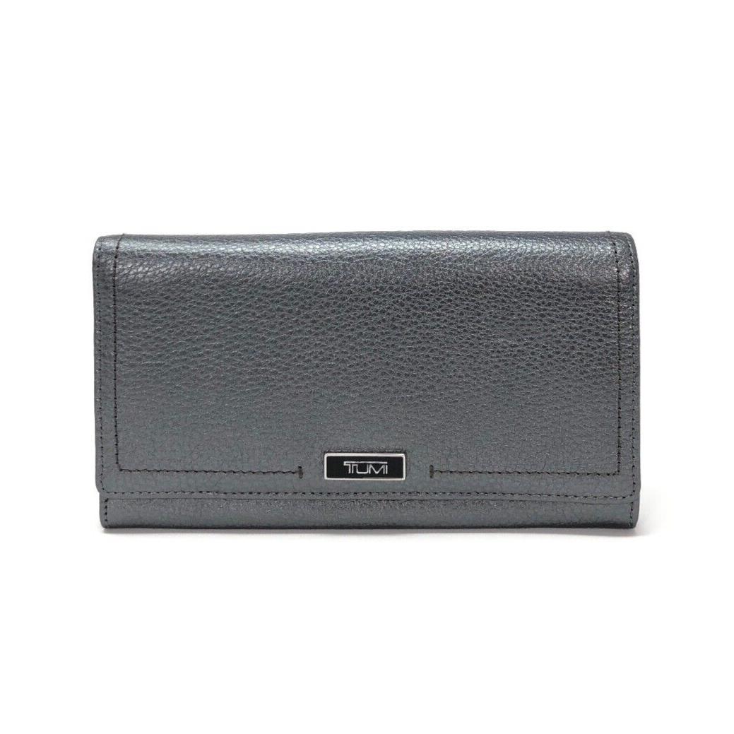 Tumi Parker Leather Envelope Wallet Metallic Silver 98865-1546