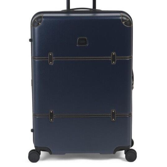 Brics 30in Blue Gold Detail Leather Logo Hardcase Spinner Suitcase Tsa Lock