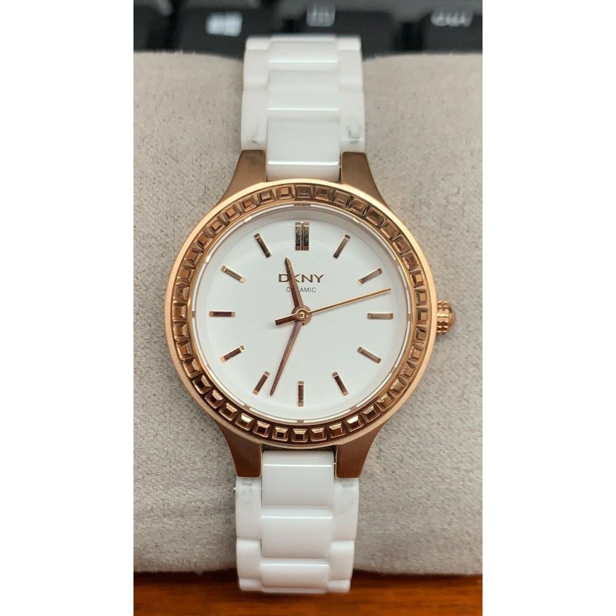 Dkny NY2251 Chambers White Dial White Ceramic Strap Women`s Watch