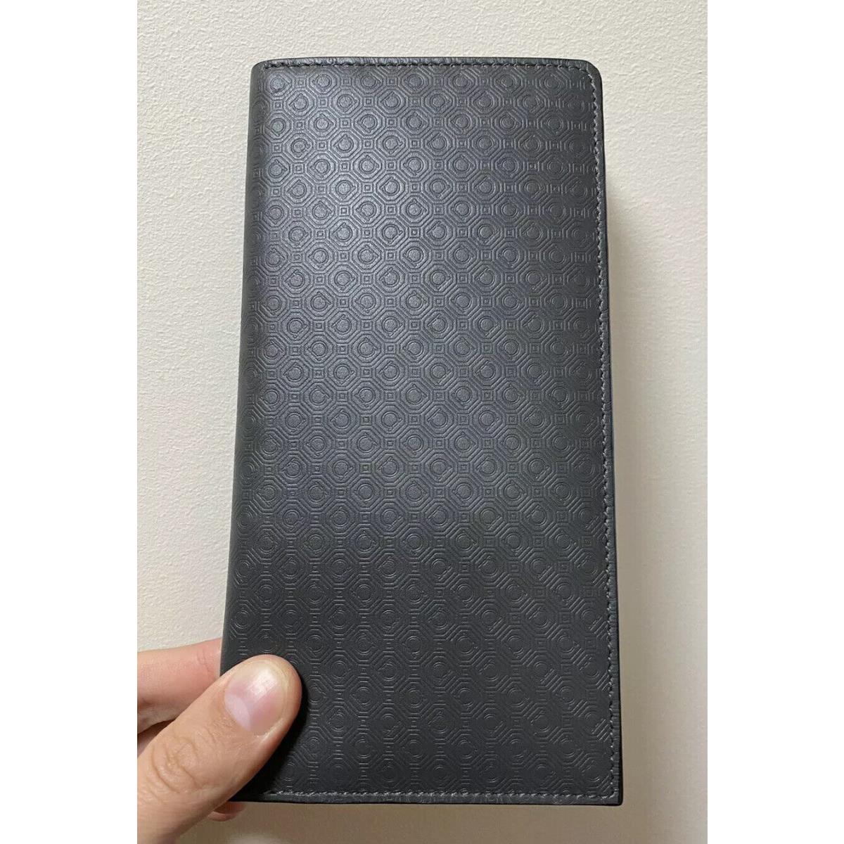 Ferragamo Gancini Grey Debossed Large Bi-fold Check Wallet Organizer