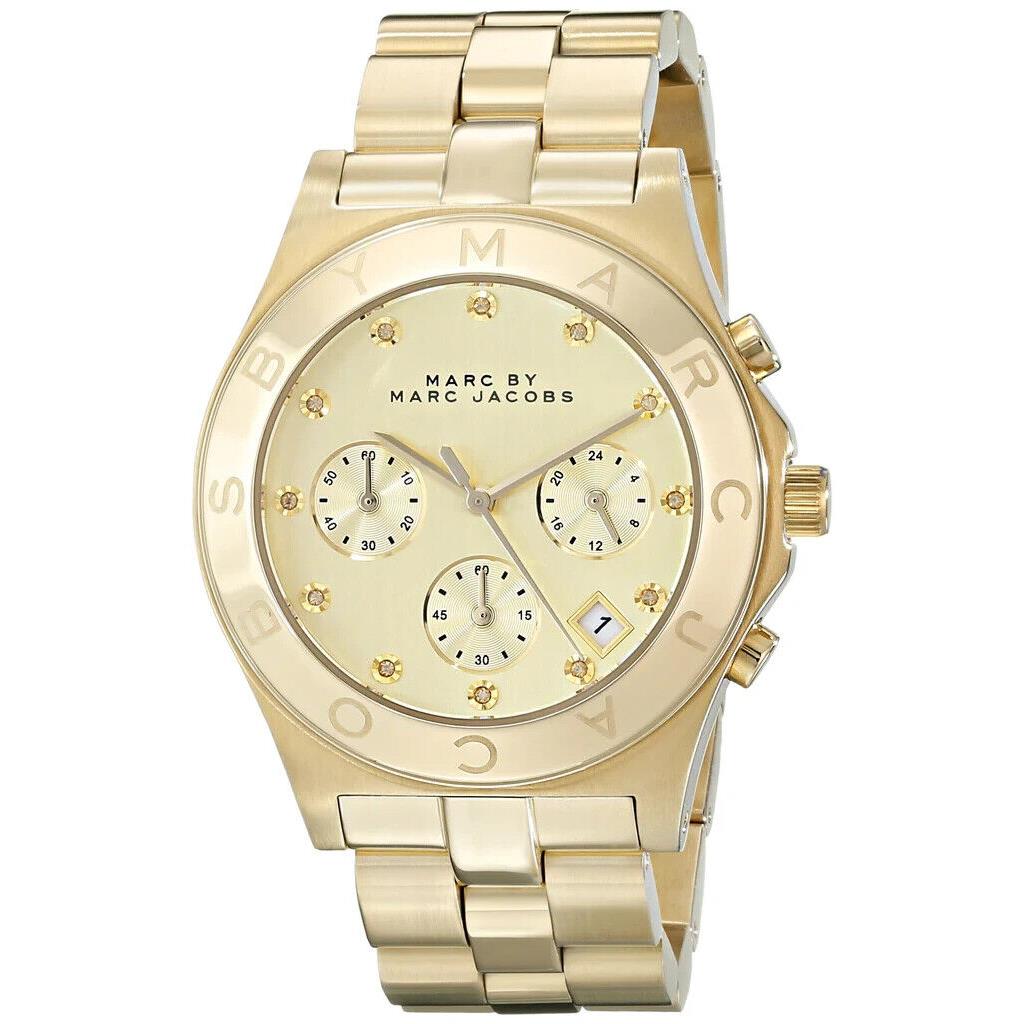 Marc Jacobs Blade Gold Tone Crystals Dial Bracelet Watch MBM3101