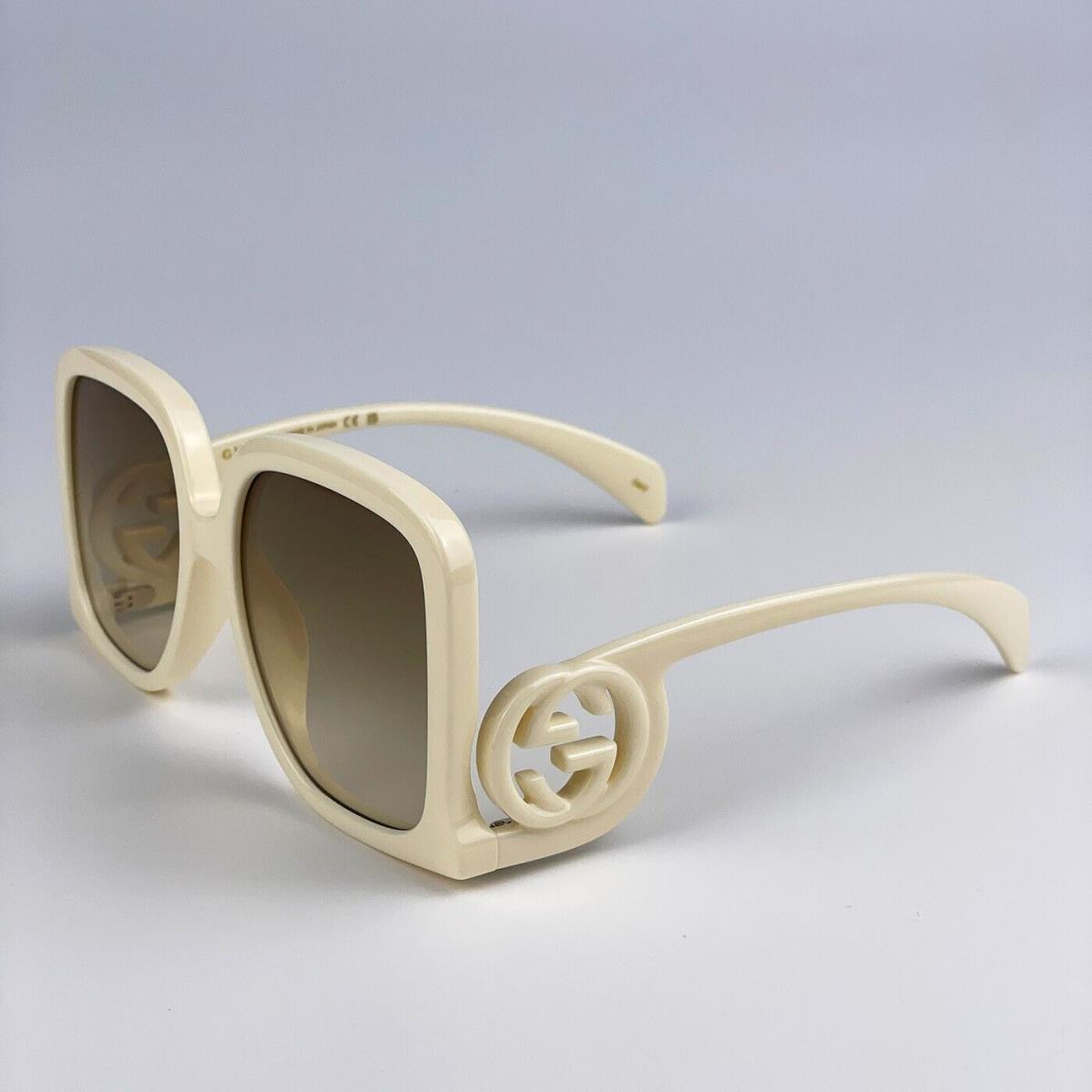 Gucci GG1326S 002 Ivory Brown Gradient Oversized Square Women Sunglasses