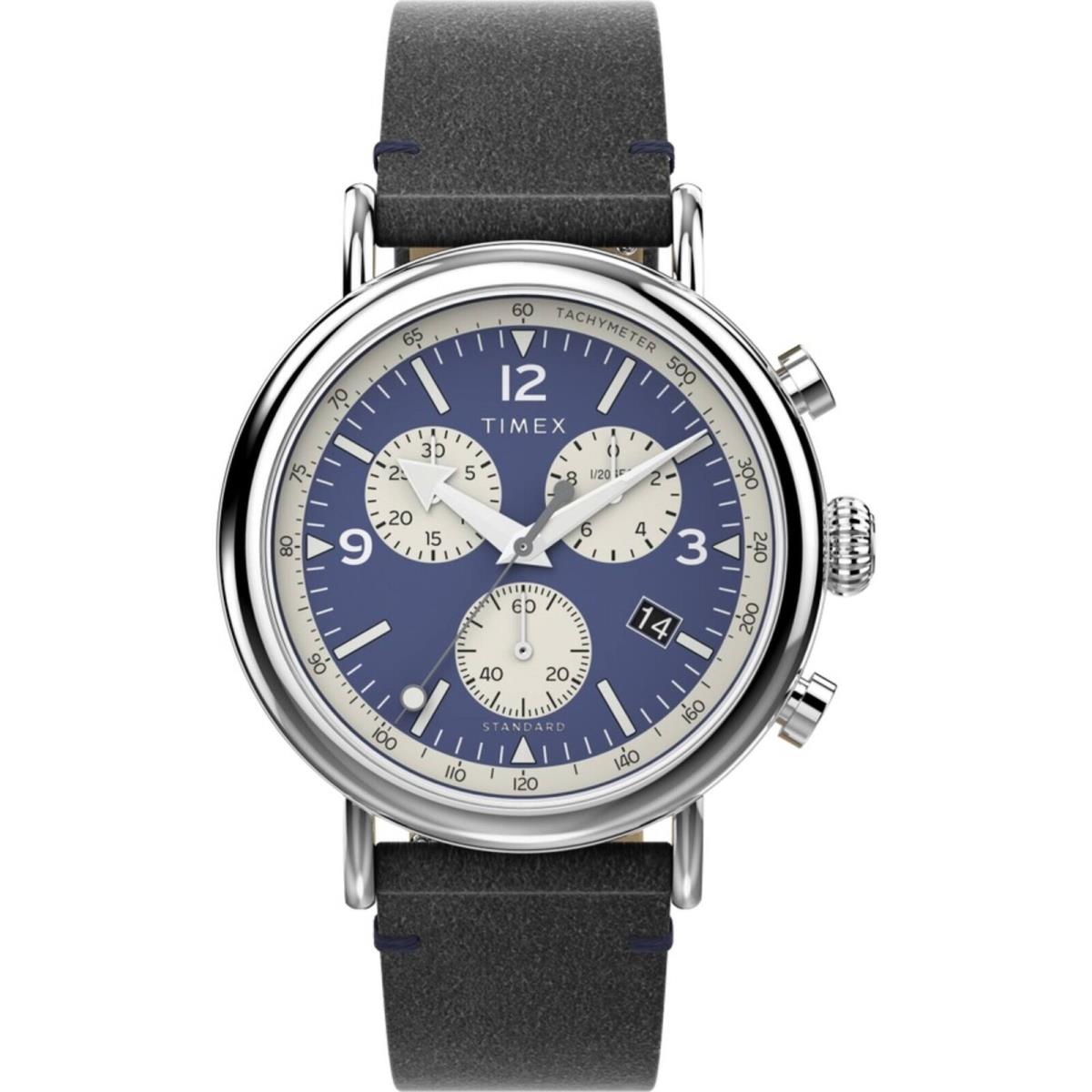 Timex Men`s Watch Standard Chronograph Navy Blue and White Dial TW2V71100VQ