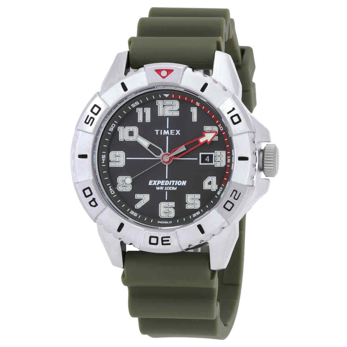 Timex Expedition North Quartz Green Dial Men`s Watch TW2V40700JR - Dial: Green, Band: Green, Bezel: Silver-tone