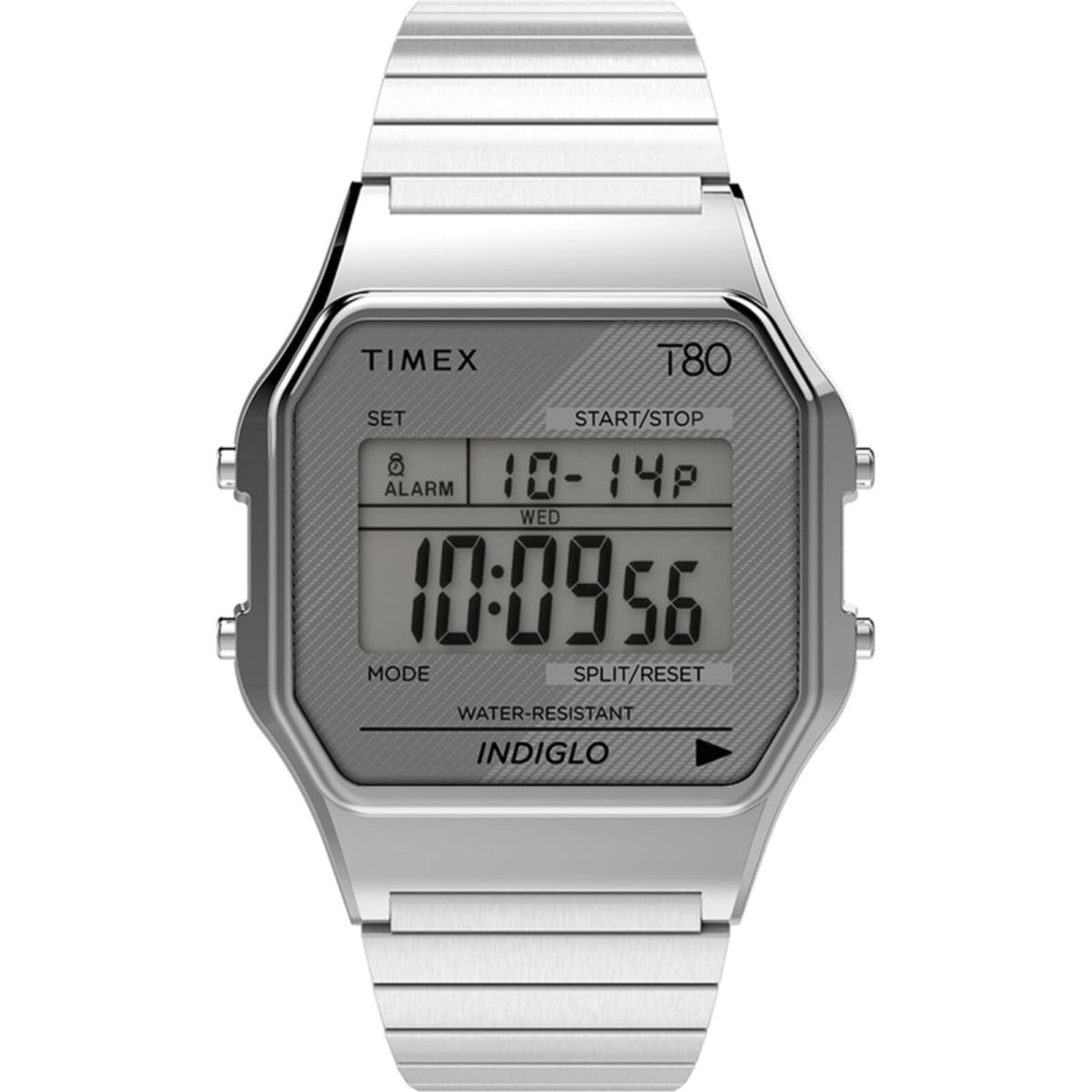 Timex Unisex Watch T80 Grey Dial Silver Stainless Steel Expansion Band TW2R79100