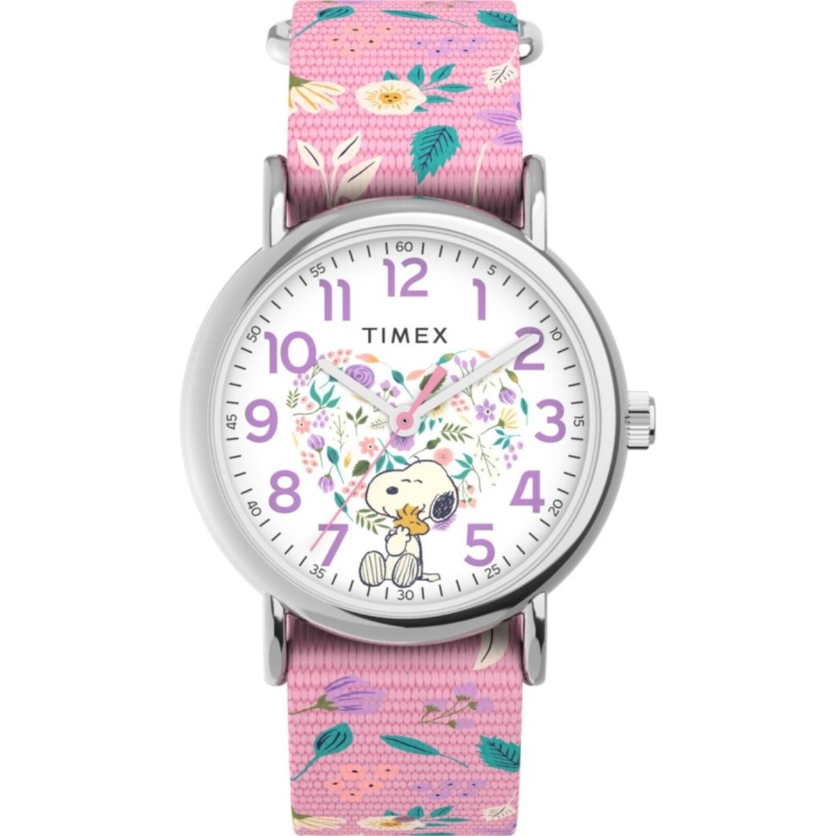 Timex Women`s Watch Weekender X Peanuts In Bloom Pink Fabric Strap TW2V77800GP