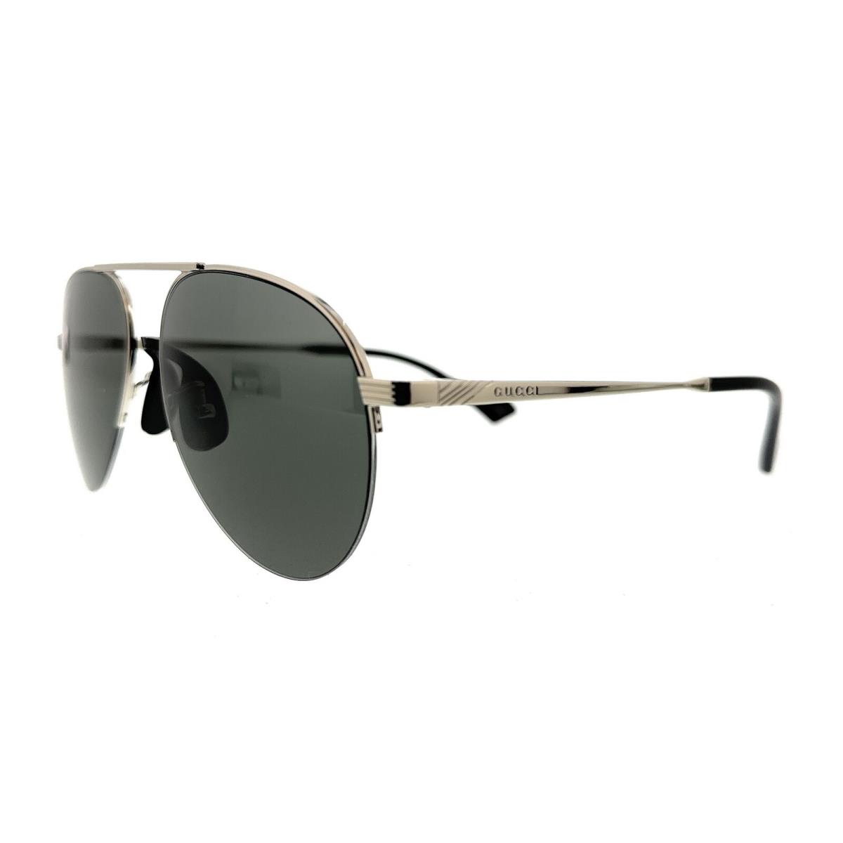 Gucci GG0742S-001 Silver Semi-rimless Aviator Sunglasses