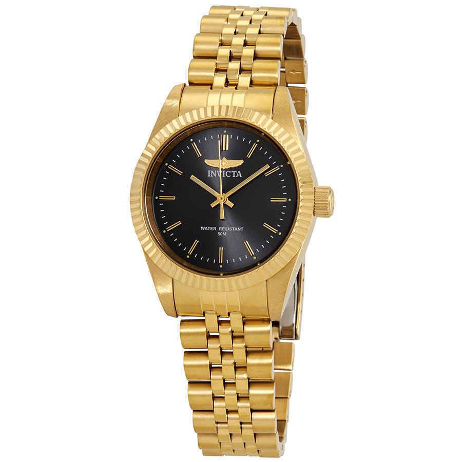 Invicta Specialty Black Dial Yellow Gold-tone Ladies Watch 29406