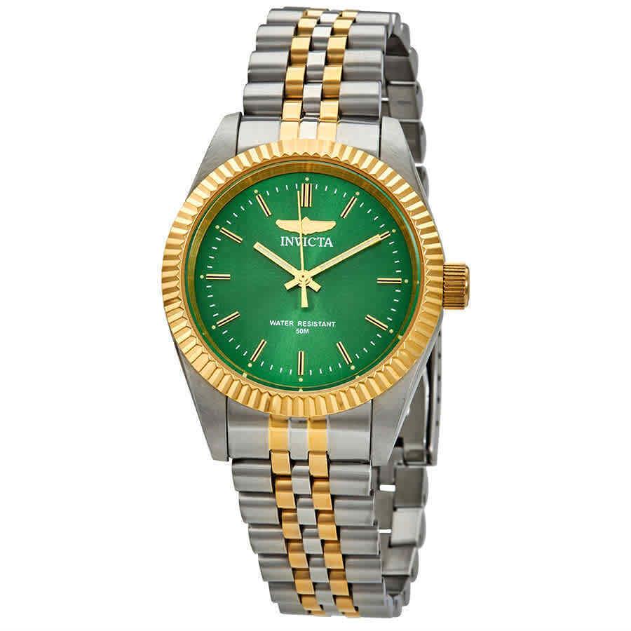 Invicta Specialty Green Dial Two-tone Ladies Watch 29402 - Dial: Green, Band: Two-tone (Silver-tone and Yellow Gold-tone), Bezel: Silver-tone