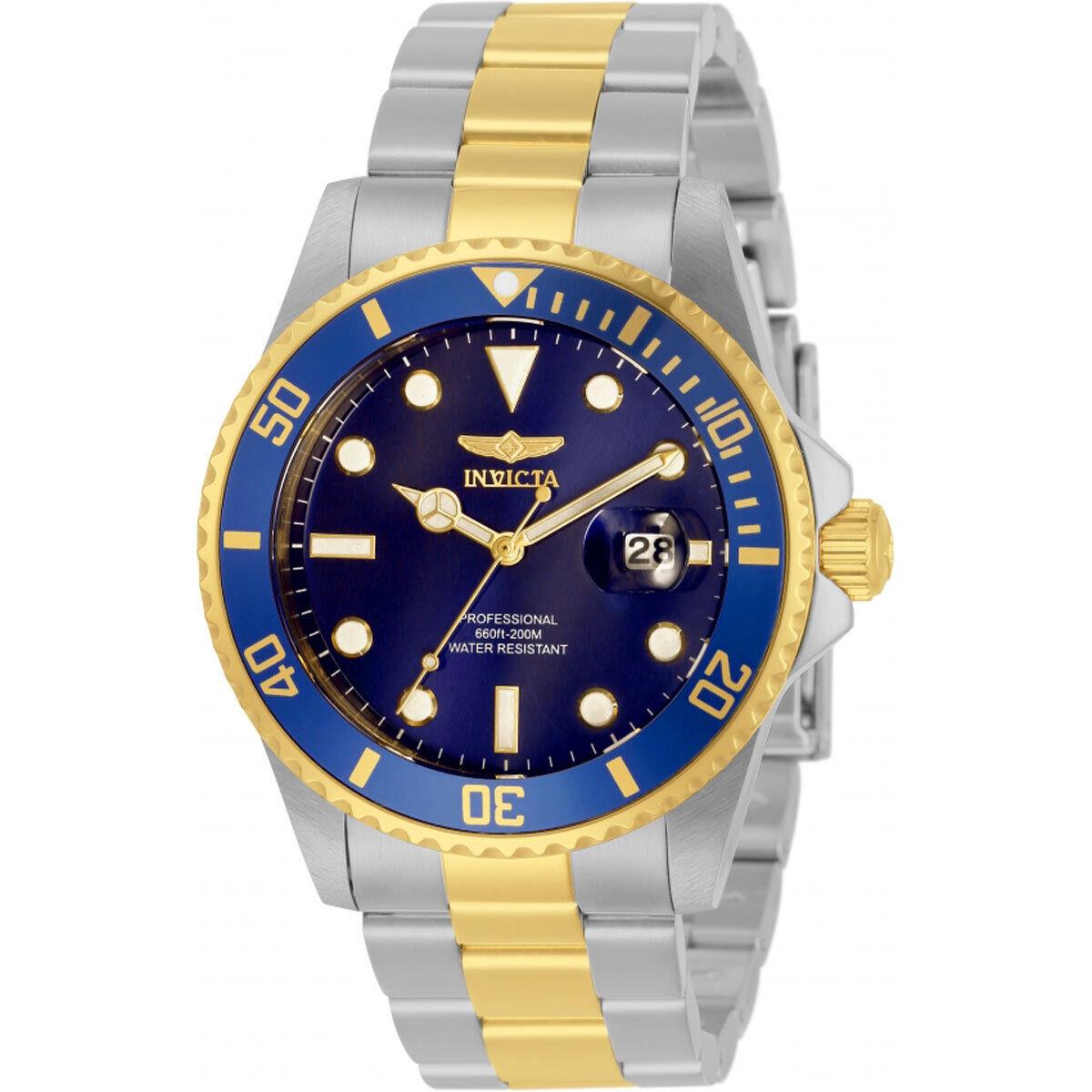 Invicta Men`s Watch Pro Diver Japanese Quartz Blue Dial Two Tone Bracelet 33268