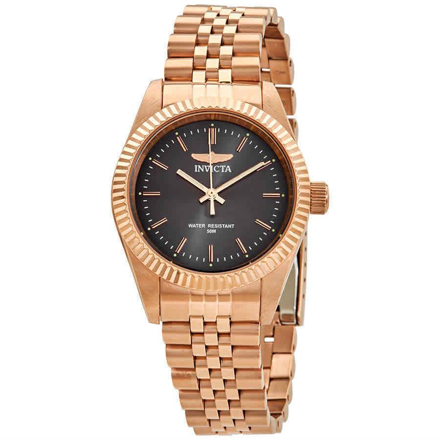 Invicta Specialty Black Dial Ladies Watch 29412 - Dial: Black, Band: Rose Gold-tone, Bezel: Rose Gold-tone