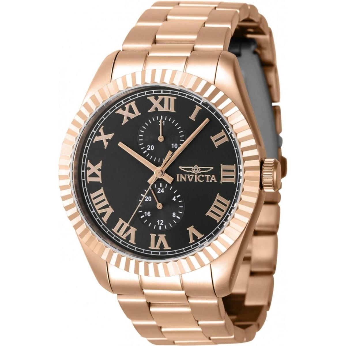 Invicta Men`s Watch Specialty Quartz Black Dial Rose Gold Steel Bracelet 47432