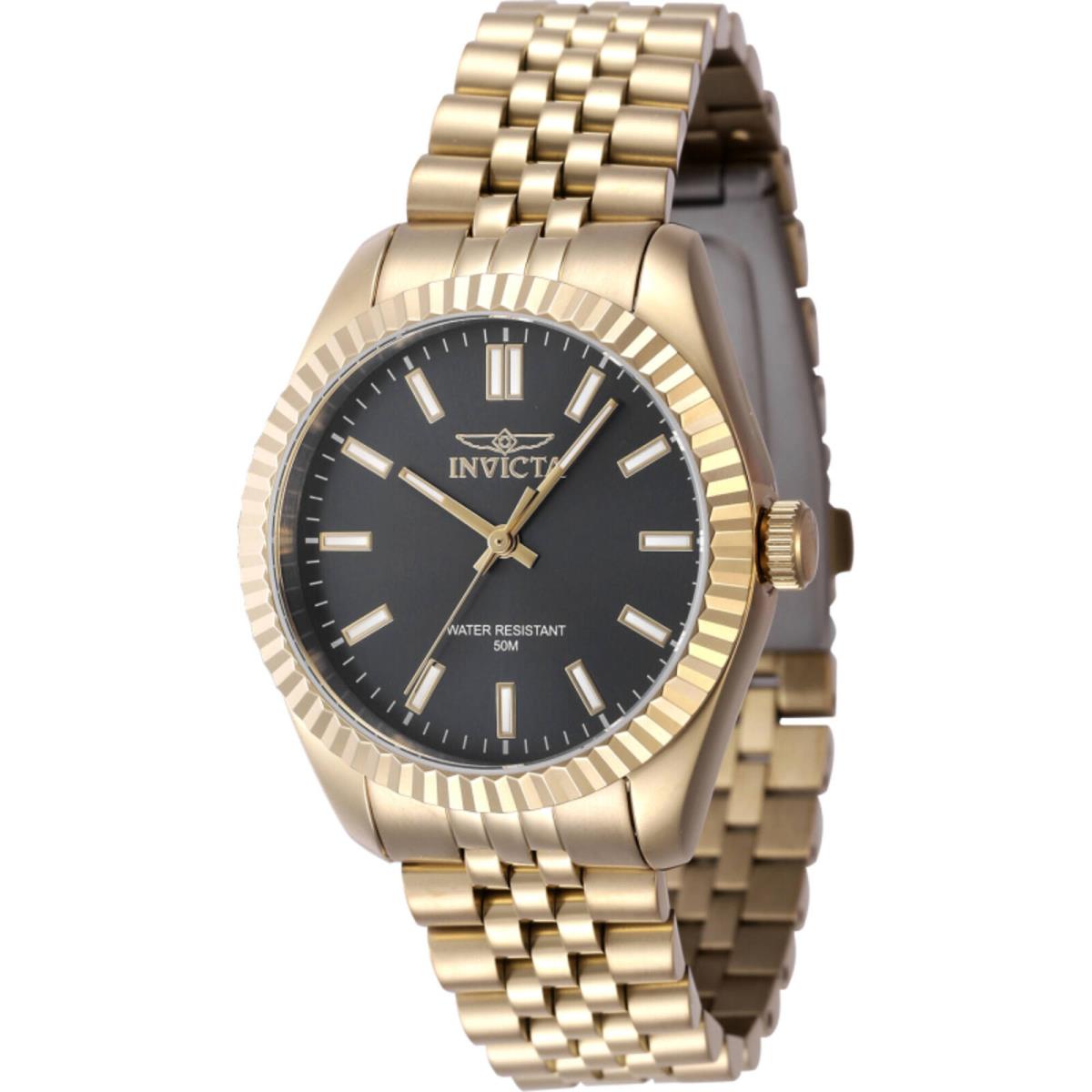 Invicta Women`s Watch Specialty Quartz Black Dial Yellow Gold Bracelet 47504 - Dial: Black, Band: Yellow