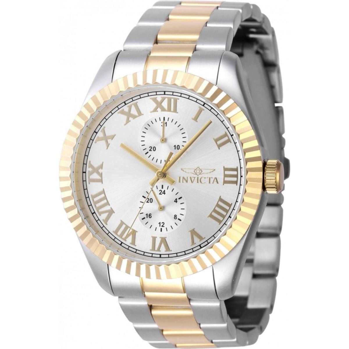 Invicta Men`s Watch Specialty Quartz Silver Tone Dial Yellow Gold Bezel 47426