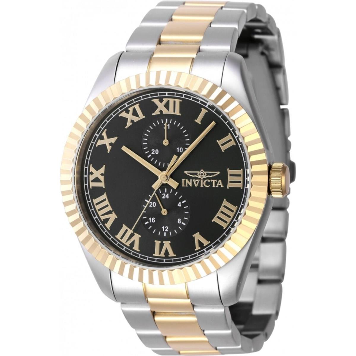 Invicta Men`s Watch Specialty Black Dial Silver and Yellow Gold Bracelet 47425