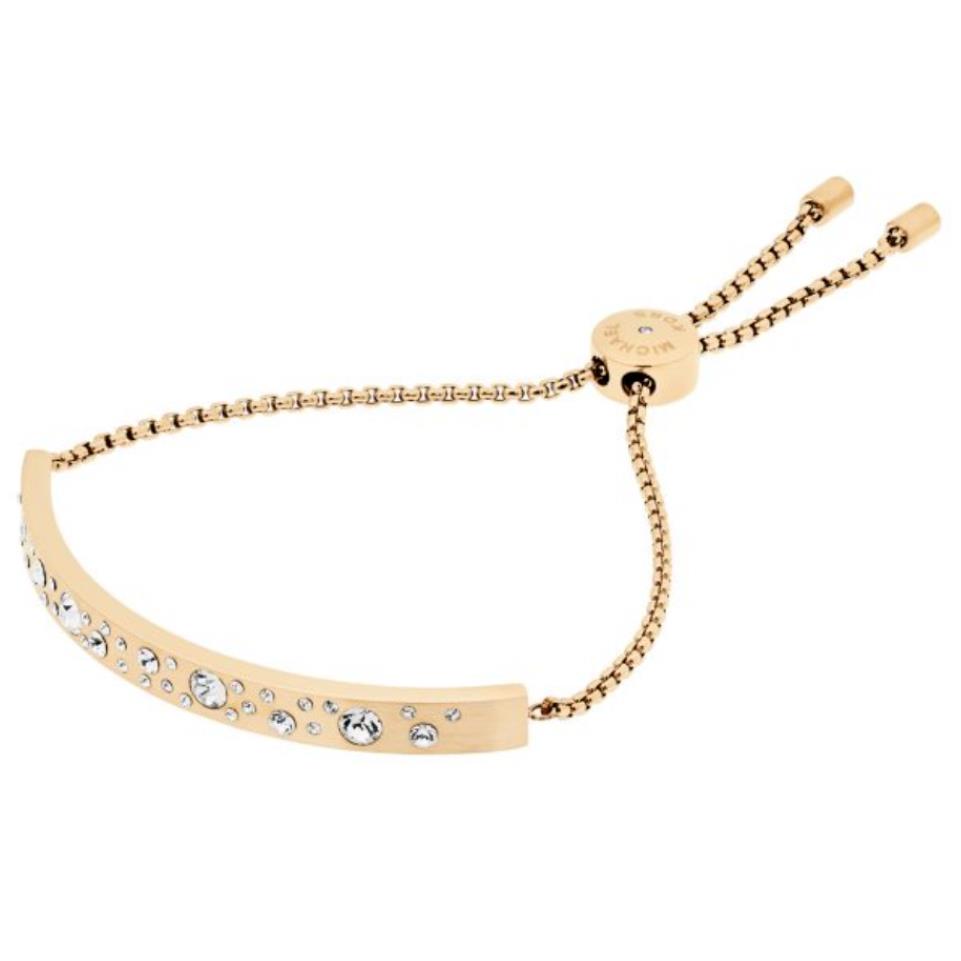 Michael Kors Modern Brilliance Gold Slider Bracelet Crystals MKJ5982710 + MK Box