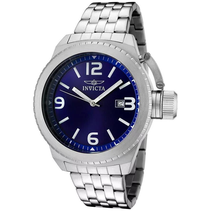 Invicta 0988 Men`s Blue Dial Stainless Steel Silver Tone 46mm Watch