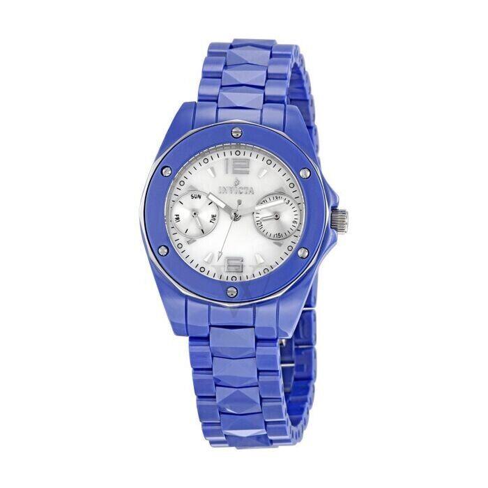 Invicta 0986 Women`s Dress Ceramic Mop Dial Blue Cermaic Bracelet 35mm Watch