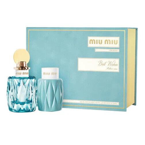 Miu Miu Eau Bleue Eau De Parfum 1.7 oz + Body Lotion 3.4 Set