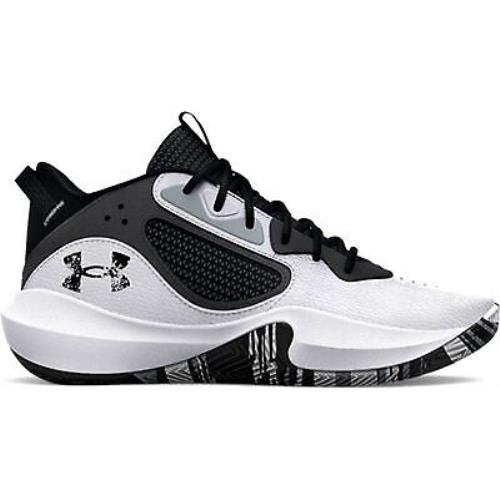 Under Armour Unisex Kids` Grade School UA Lockdown 6 Basketball Shoes White/blac