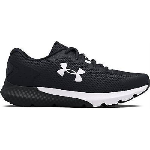 Under Armour Boys` Grade School UA Charged Rogue 3 Running Shoes Black/black/whi - BLACK-BLACK-WHITE