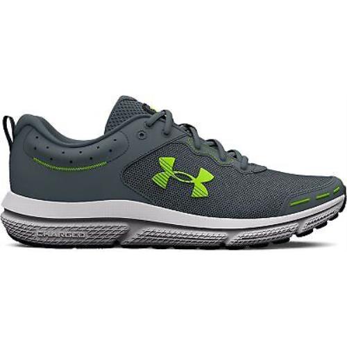 Under Armour Men`s UA Charged Assert 10 Running Shoes Gravel/gravel/lime Surge - GRAVEL-GRAVEL-LIME SURGE