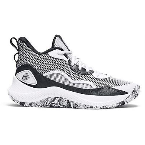 Under Armour Unisex Kids` Grade School 3Z 24 Basketball Shoes White/black/black