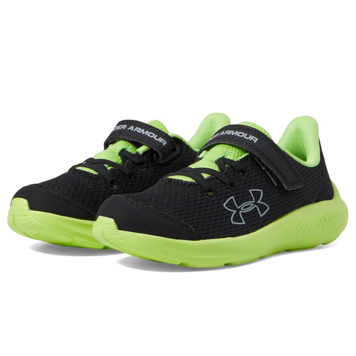 Under Armour Kids Pre School Pursuit 3 Big Logo Alternate Closure Little Kid Black/Morph Green/Mod Gray