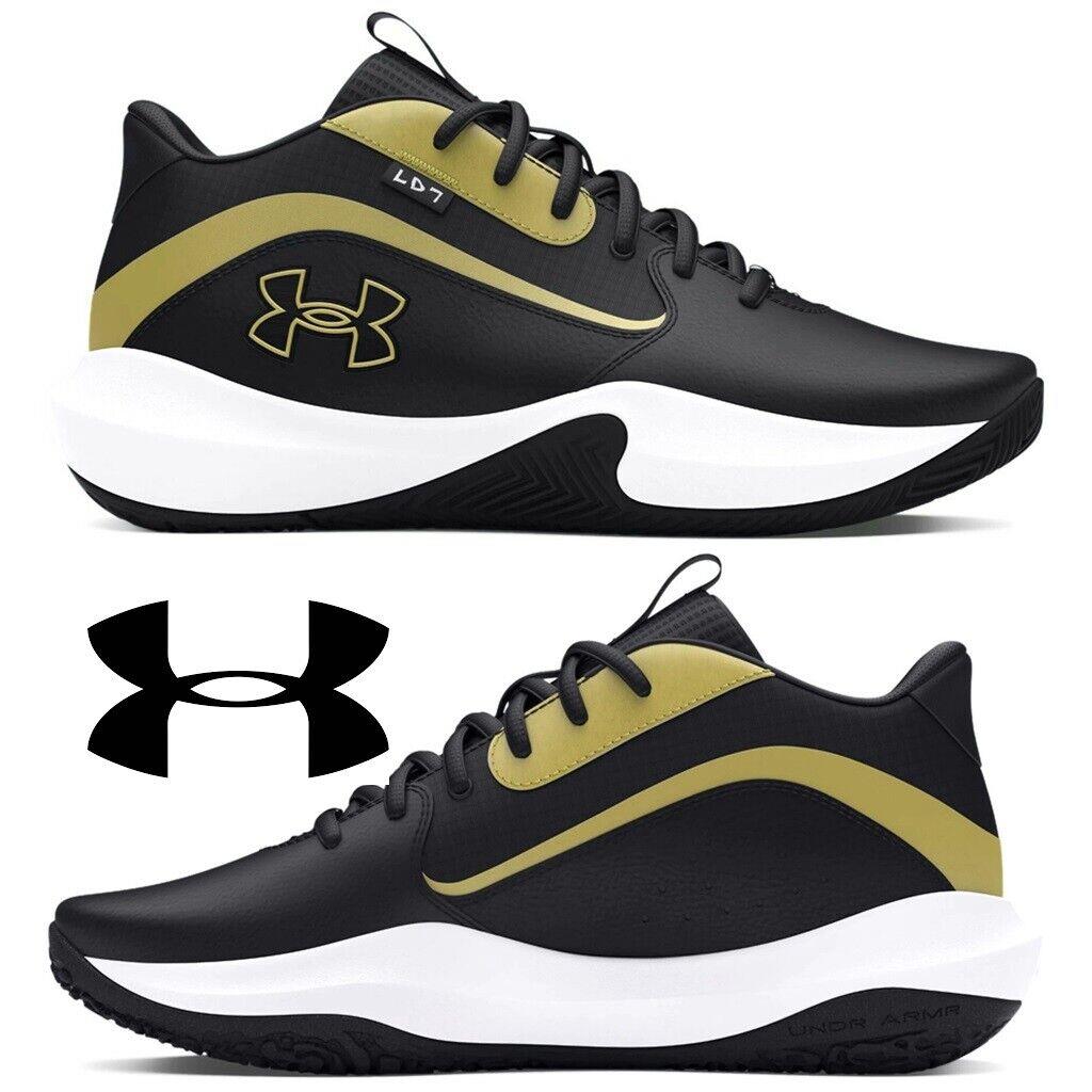 Under Armour Lockdown 7 Men`s Basketball Sneakers Running Training Workout Shoes - Black, Manufacturer: Black / Metallic Gold