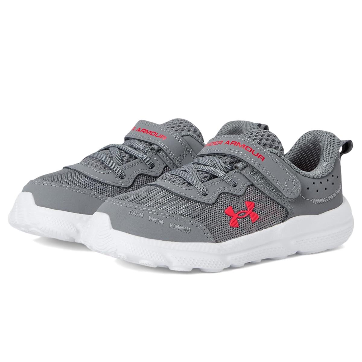 Boy`s Shoes Under Armour Kids Assert 10 Alternate Closure Sneaker Toddler Titan Gray/Black/Racer Red