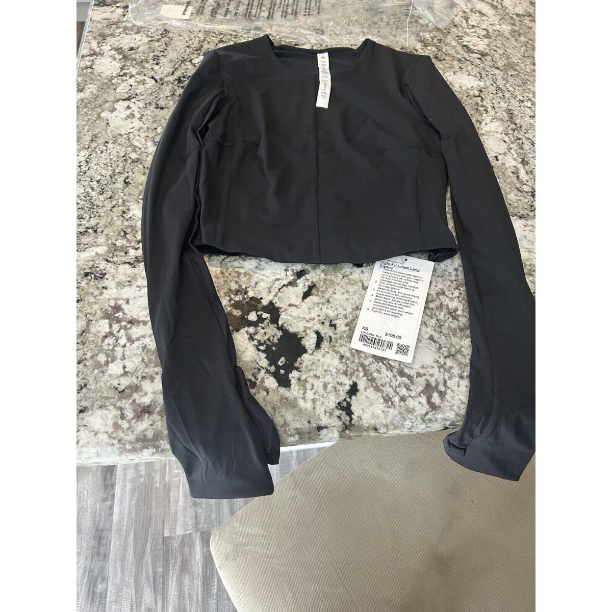 Lululemon Top Tight-fit Lined Long Sleeve Black w/ Tags Sz XS