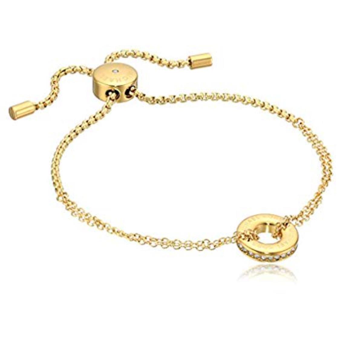 Michael Kors Haute Hardware Yellow Gold Slider Bracelet Crystals MKJ6341710 +box