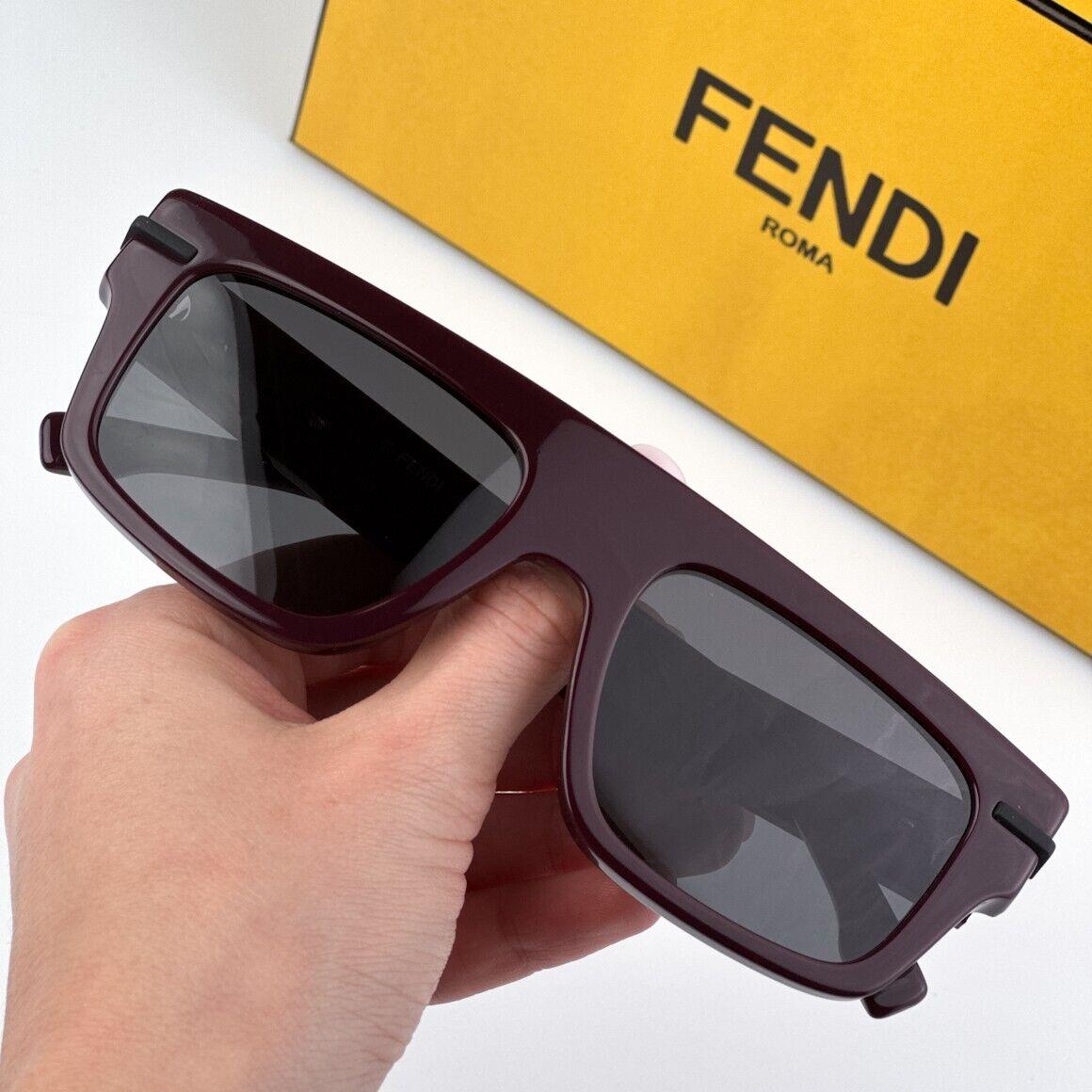 Fendi FE40091U Fendigraphy 69A Bordeaux Grey Unisex Square Sunglasses