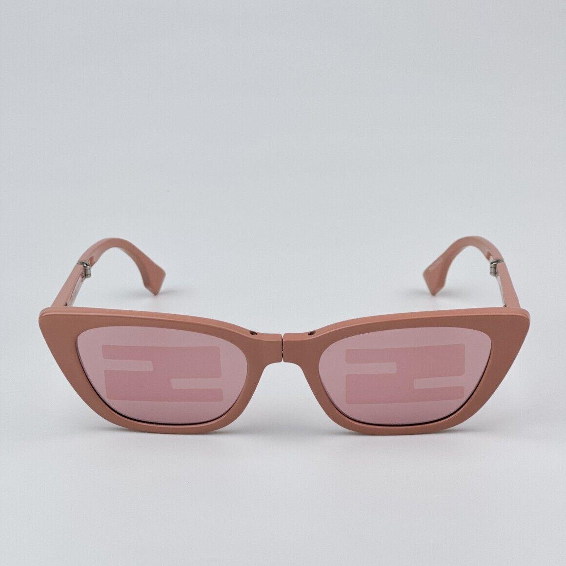 Fendi FE40089I 72U Folding Pink Mirror Pattern Women Cat Eye Sunglasses