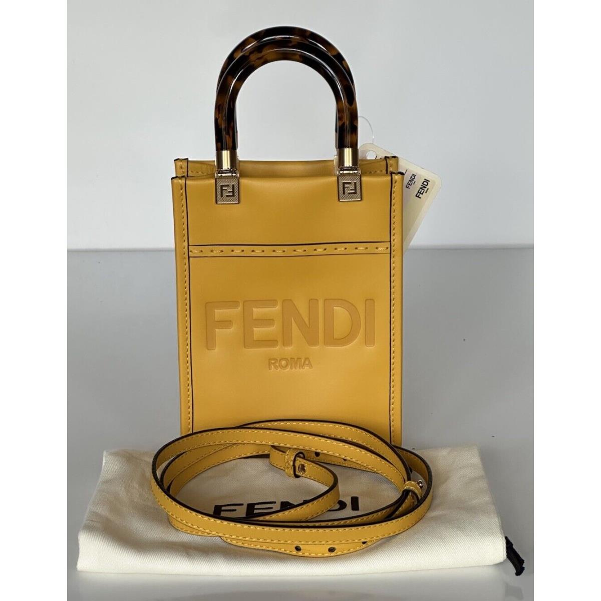 Fendi Roma Calf Leather Yellow Mini Shoulder Bag 8BS051 Italy