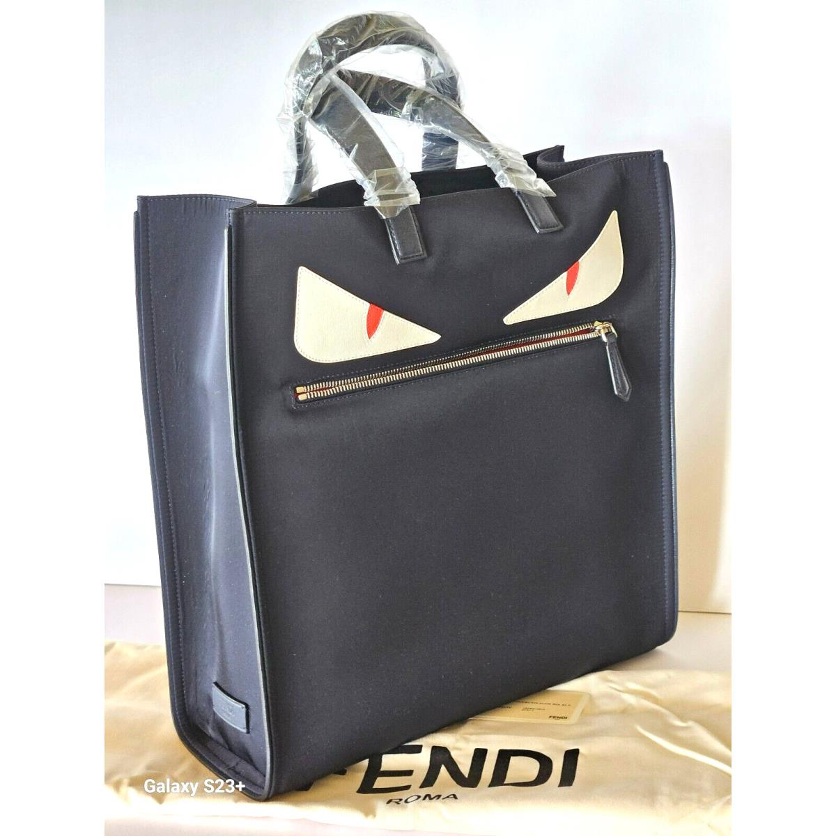 Fendi Monster Tote Hand Bag Nylon Leather Blue White Red