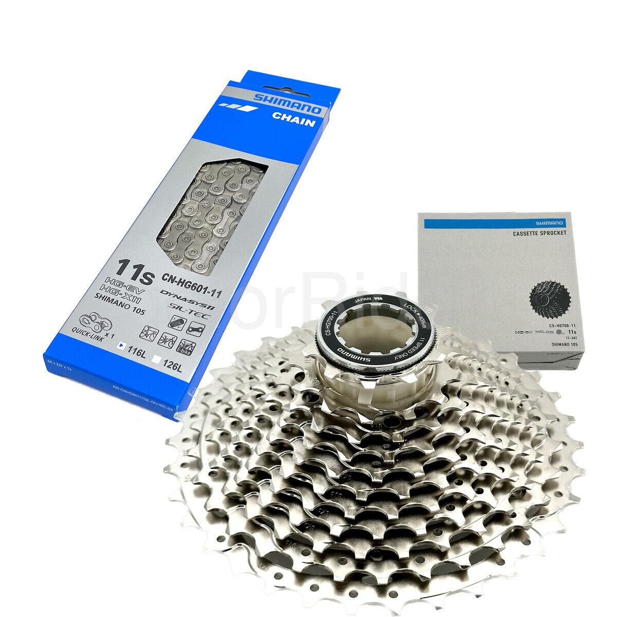 Shimano 105 11 Speed Cassette 11-34T + CN-HG601 Chain 116L Cycling Kit