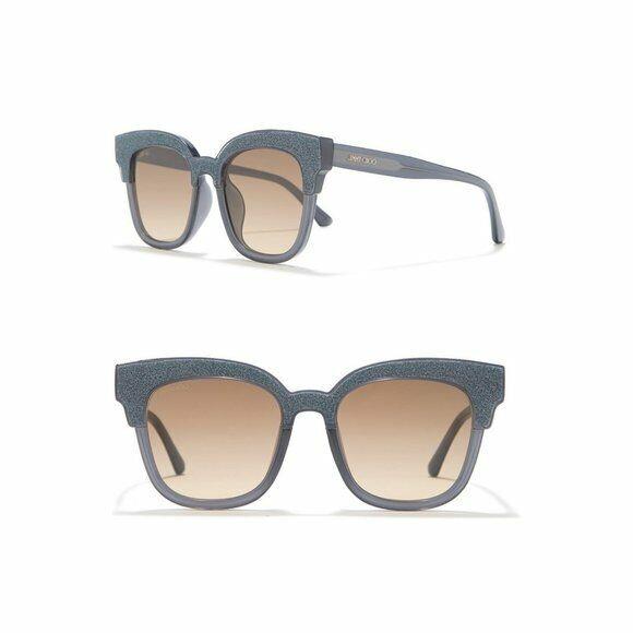 Jimmy Choo Womens Gray Glitter Cats Eye 50mm UV Sunglasses with Case