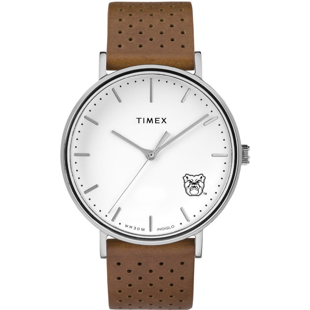 Womens Timex Butler University Watch Bright Whites Leather