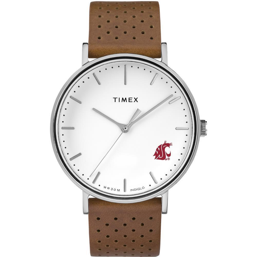 Womens Timex Washington State University Watch Bright Whites Leather